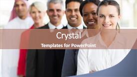  Presentation with successful group of surgeons - Presentation theme featuring workplace diversity - group of successful multiracial business background and a coral colored foreground