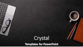  Presentation with notepad - Presentation having workplace-essentials-laptop-coffee-notepad background and a black colored foreground