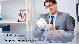  Presentation with newborn - Beautiful slide deck featuring workplace flexibility - businessman looking after newborn baby backdrop and a light blue colored foreground