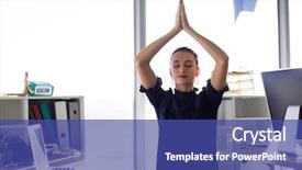  Presentation with executive - Slides featuring workplace flexibility - female executive doing yoga background and a ocean colored foreground