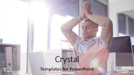  Presentation with mother doing yoga kids - PPT layouts featuring workplace flexibility - male executive doing yoga background and a soft green colored foreground