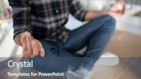  Presentation with executive - Colorful slide deck enhanced with workplace flexibility - male executive performing yoga backdrop and a ocean colored foreground