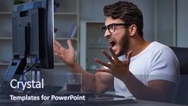  Presentation with office ergonomics man worker exercising - Slides with workplace flexibility - young man staying late background and a tawny brown colored foreground