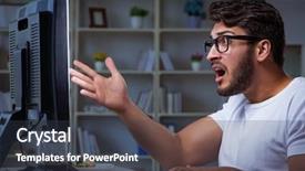  Presentation with office ergonomics man worker exercising - Presentation consisting of workplace flexibility - young man staying late background and a  colored foreground