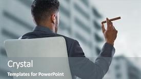  Presentation with smoking - Cool new slide deck with workplace habbit - back of seated business man backdrop and a gray colored foreground