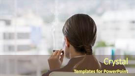  Presentation with cigar - Colorful presentation design enhanced with workplace habbit - businesswoman back sitting in chair backdrop and a tawny brown colored foreground