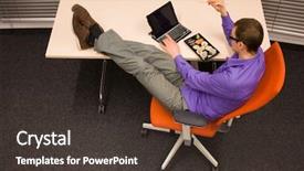  Presentation with chopsticks - Presentation theme featuring workplace habbit - man sitting at with legs background and a tawny brown colored foreground