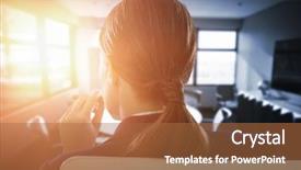  Presentation with cigar - Presentation design consisting of workplace habbit - rear view of businesswoman holding background and a red colored foreground