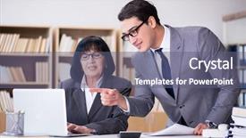  Presentation with inclusion - PPT theme with workplace inclusion - business couple having discussion background and a gray colored foreground