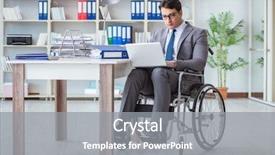  Presentation with working - PPT layouts featuring workplace inclusion - disabled businessman working background and a gray colored foreground