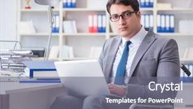  Presentation with working - Audience pleasing slide set consisting of workplace inclusion - disabled businessman working backdrop and a  colored foreground