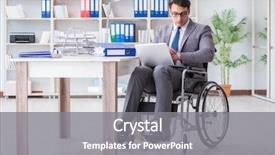  Presentation with office - Presentation design having workplace inclusion - disabled businessman working background and a  colored foreground