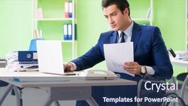  Presentation with office - Colorful slide set enhanced with workplace inclusion - disabled businessman working backdrop and a  colored foreground