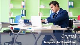  Presentation with electrical disabled vehicles - Slide deck having workplace inclusion - disabled businessman working background and a ocean colored foreground