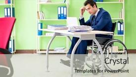  Presentation with working - Cool new slide deck with workplace inclusion - disabled businessman working backdrop and a light gray colored foreground