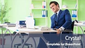  Presentation with office - Amazing slide set having workplace inclusion - disabled businessman working backdrop and a ocean colored foreground