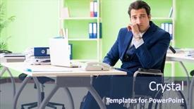  Presentation with electrical disabled vehicles - Theme consisting of workplace inclusion - disabled businessman working background and a ocean colored foreground