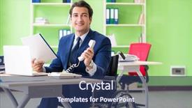  Presentation with electrical disabled vehicles - Audience pleasing PPT layouts consisting of workplace inclusion - disabled businessman working backdrop and a ocean colored foreground