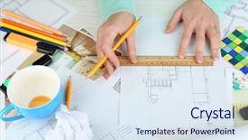  Presentation with interior designer - Beautiful slides featuring workplace interior designer backdrop and a sky blue colored foreground