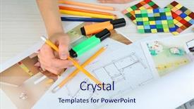  Presentation with interior designer - Amazing slides having workplace interior designer backdrop and a sky blue colored foreground