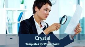  Presentation with spy - Slides having workplace investigation - photo of pretty businesswoman looking background and a ocean colored foreground