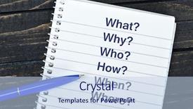  Presentation with workplace - Presentation theme with workplace investigation - questions text on notepad background and a light blue colored foreground