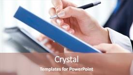  Presentation with paper imaging - Colorful slides enhanced with workplace learning - image of human hand writing backdrop and a coral colored foreground