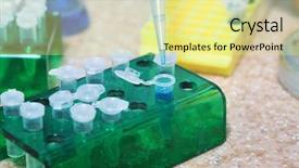  Presentation with molecular biology - Presentation theme with workplace modern laboratory for molecular biology test background and a blonde colored foreground