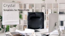  Presentation with monitor computer - Beautiful slide set featuring workplace-of-architect-or-office backdrop and a light gray colored foreground