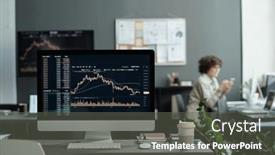  Presentation with stock broker - PPT theme with workplace-of-broker-or-trader background and a gray colored foreground