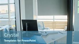  Presentation with corporation - Theme consisting of workplace-of-chief-executive-office background and a ocean colored foreground