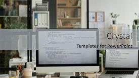 Presentation with professional data - Theme with workplace-of-it-professional background and a light gray colored foreground