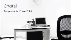  Presentation with notary - Slide deck having workplace of notary with laptop in office background and a sky blue colored foreground