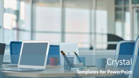  Presentation with executive - PPT layouts having workplace-of-office-manager background and a  colored foreground