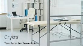  Presentation with physician - Presentation theme having workplace-of-professional-physician background and a light gray colored foreground