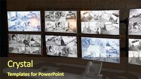  Presentation with security guard - Beautiful PPT theme featuring workplace of security guard backdrop and a tawny brown colored foreground