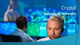  Presentation with air traffic control tower - Beautiful slides featuring workplace-of-the-air-traffic backdrop and a ocean colored foreground