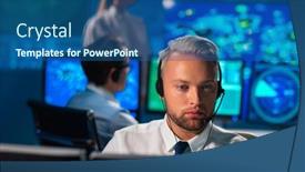  Presentation with air traffic control tower - Presentation theme enhanced with workplace-of-the-air-traffic background and a ocean colored foreground