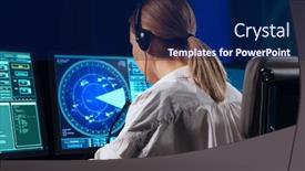  Presentation with air traffic control tower - Presentation with workplace-of-the-air-traffic background and a navy blue colored foreground