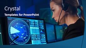  Presentation with radar - Presentation with workplace-of-the-air-traffic background and a navy blue colored foreground