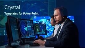  Presentation with air traffic control tower - Presentation theme having workplace-of-the-air-traffic background and a ocean colored foreground