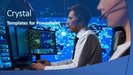  Presentation with radar - PPT theme with workplace-of-the-air-traffic background and a ocean colored foreground
