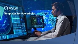  Presentation with air traffic control - Presentation theme consisting of workplace-of-the-air-traffic background and a ocean colored foreground