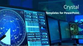  Presentation with aircraft - Presentation theme featuring workplace-of-the-air-traffic background and a ocean colored foreground