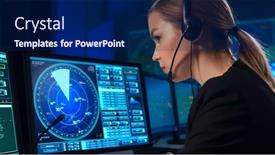  Presentation with aviation radar - Theme consisting of workplace-of-the-air-traffic background and a navy blue colored foreground