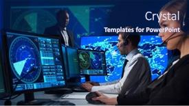  Presentation with aviation radar - Theme featuring workplace-of-the-air-traffic background and a navy blue colored foreground