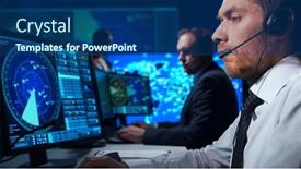  Presentation with air traffic control tower - Presentation theme consisting of workplace-of-the-air-traffic background and a ocean colored foreground