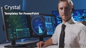  Presentation with radar - PPT theme featuring workplace-of-the-professional-air background and a ocean colored foreground