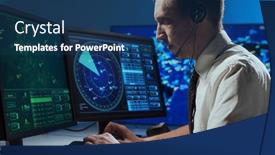  Presentation with air traffic control tower - Presentation design with workplace-of-the-professional-air background and a ocean colored foreground