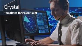  Presentation with air traffic control - Theme with workplace-of-the-professional-air background and a ocean colored foreground